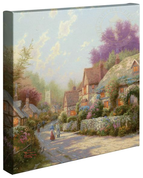 Thomas Kinkade Studios: "Cobblestone Village - 14' x 14' Gallery Wrapped Canvas"