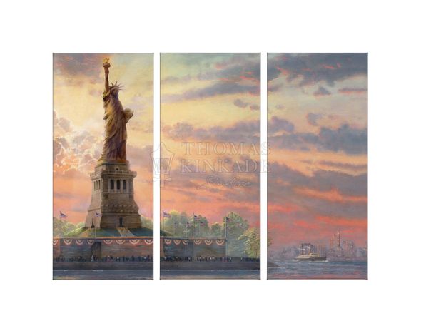 Thomas Kinkade Studios: "Dedicated to Liberty - 36' x 48' (Set of 3) Triptych Giclee Canvas"