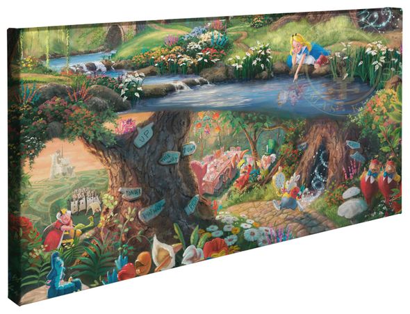 Thomas Kinkade Studios: "Disney Alice in Wonderland - 16' x 31' Gallery Wrapped Canvas"