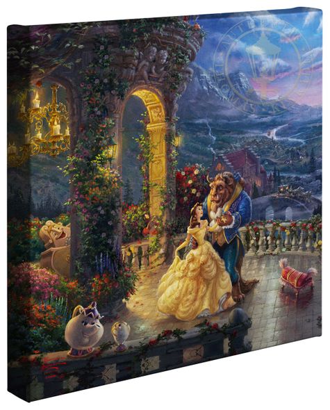 Thomas Kinkade Studios: "Disney Beauty and the Beast Dancing in the Moonlight - 14' x 14'"
