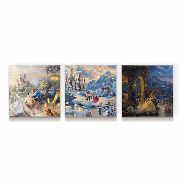 Thomas Kinkade Studios: "Disney Beauty and the Beast (Set of 3) - 14' x 14' Gallery Wrapped Canvas"