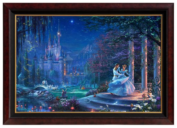 Thomas Kinkade Studios: "Disney Cinderella Dancing in the Starlight - 40' x 60' - Canvas Print (Monumental Copper Frame)"