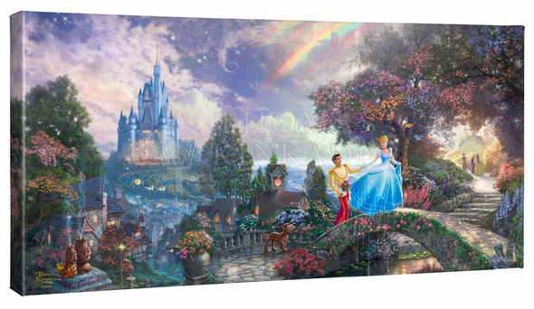 Thomas Kinkade Studios: "Disney Cinderella Wishes Upon a Dream - 16' x 31' Gallery Wrapped Canvas"