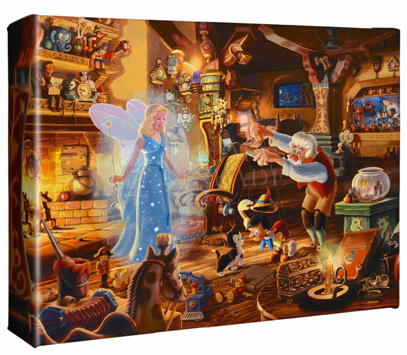 Thomas Kinkade Studios: "Disney Geppetto’s Pinocchio - 8' x 10' Gallery Wrapped Canvas"