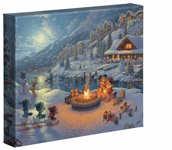 Thomas Kinkade Studios: "Disney Mickey and Minnie Christmas Lodge - 8' x 10' Gallery Wrapped Canvas"