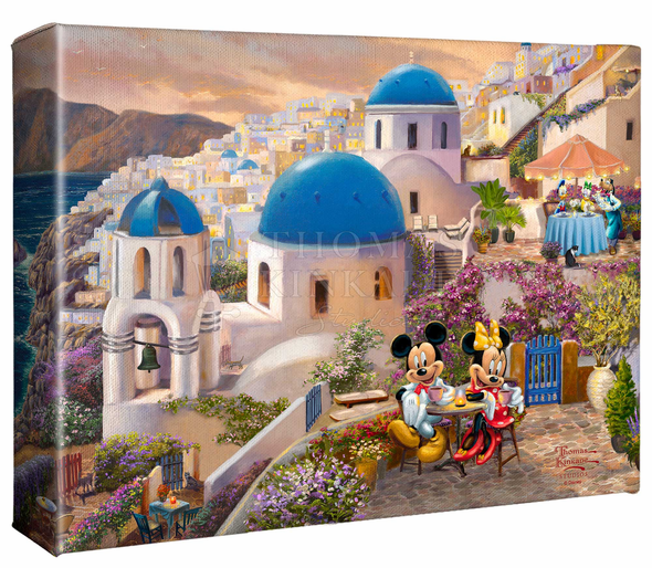 Thomas Kinkade Studios: "Disney Mickey and Minnie in Greece - 8' x 10' Canvas Gallery Wrap"