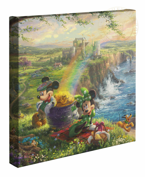 Thomas Kinkade Studios: "Disney Mickey and Minnie in Ireland - 14' x 14' Gallery Wrapped Canvas"