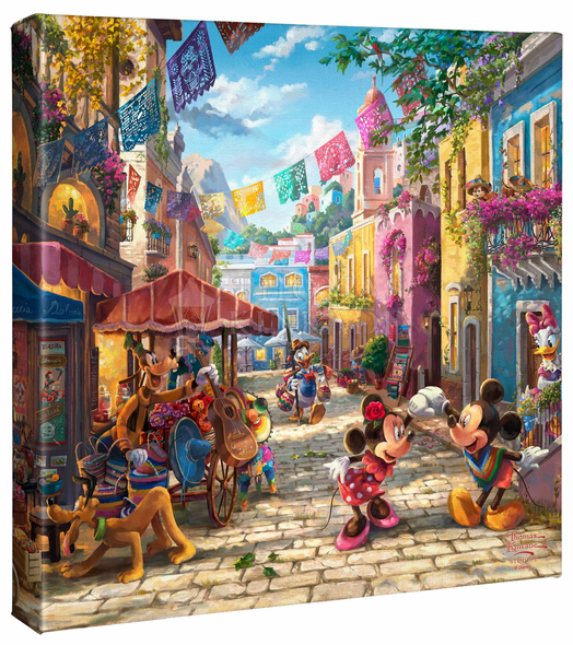 Thomas Kinkade Studios: "Disney Mickey and Minnie in Mexico - 14' x 14' Gallery Wrapped Canvas"