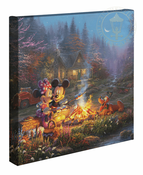 Thomas Kinkade Studios: "Disney Mickey and Minnie - Sweetheart Campfire - 14' x 14' Gallery Wrapped Canvas"