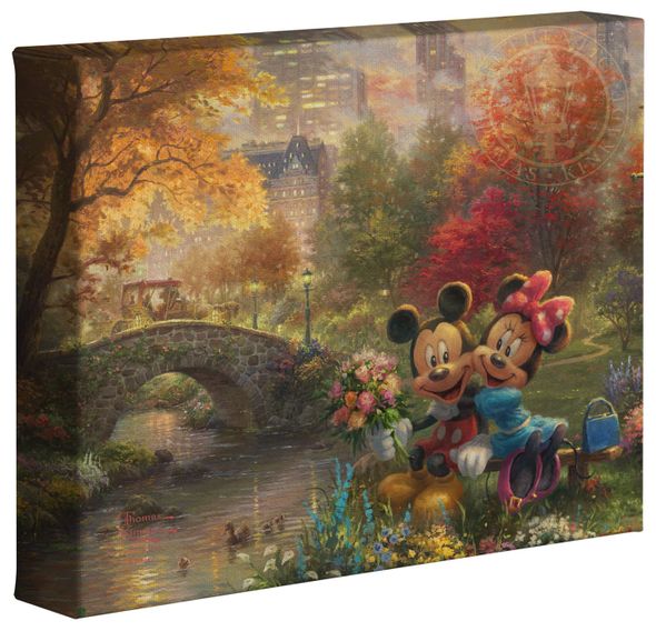 Thomas Kinkade Studios: "Disney Mickey and Minnie - Sweetheart Central Park - 8' x 10' Gallery Wrapped Canvas"