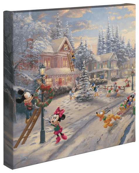 Thomas Kinkade Studios: "Disney Mickey’s Victorian Christmas - 14' x 14' Gallery Wrapped Canvas"