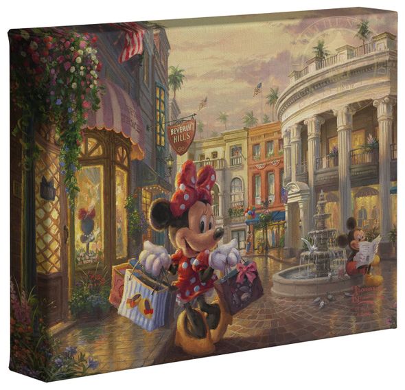 Thomas Kinkade Studios: "Disney Minnie Rocks the Dots on Rodeo Drive - 8' x 10' Gallery Wrapped Canvas"
