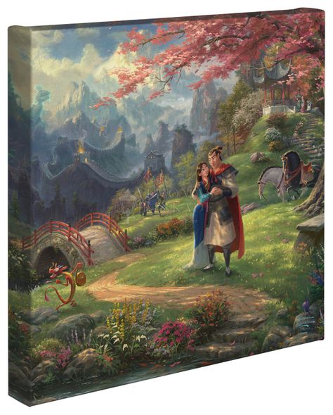 Thomas Kinkade Studios: "Disney Mulan Blossoms of Love - 14' x 14' - Gallery Wrapped Canvas"