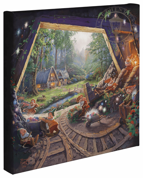 Thomas Kinkade Studios: "Disney Snow White and the Seven Dwarfs - 14' x 14' Gallery Wrapped Canvas"