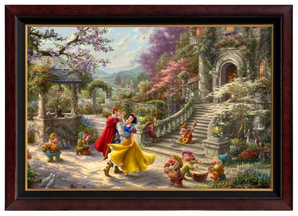 Thomas Kinkade Studios: "Disney Snow White Dancing in the Sunlight - 40' x 60' - Canvas Print (Monumental Copper Frame)"