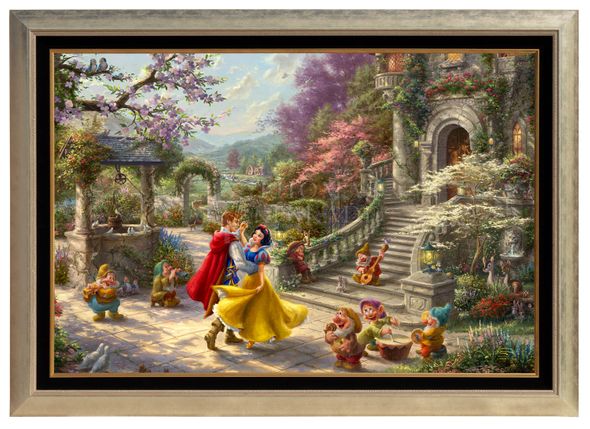 Thomas Kinkade Studios: "Disney Snow White Dancing in the Sunlight - 40' x 60' - Canvas Print (Monumental Gold Frame)"