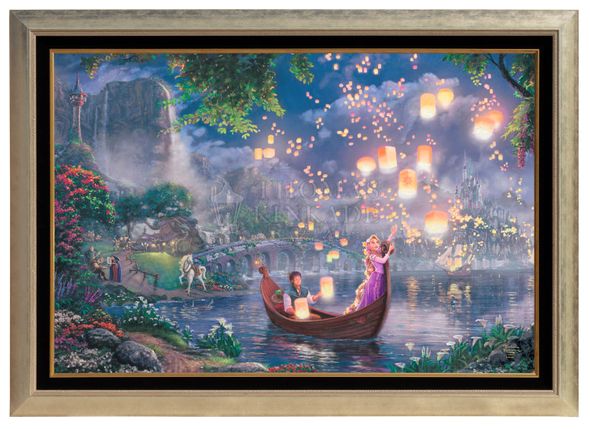 Thomas Kinkade Studios: "Disney Tangled - 40' x 60' - Canvas Print (Monumental Gold Frame)"