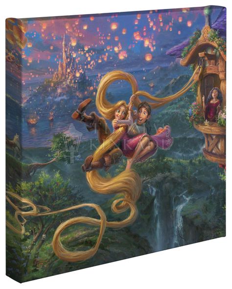 Thomas Kinkade Studios: "Disney Tangled up in Love - 14' x 14' Gallery Wrapped Canvas"