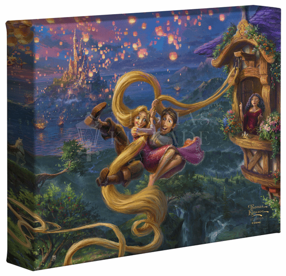 Thomas Kinkade Studios: "Disney Tangled up in Love - 8' x 10' Gallery Wrapped Canvas"
