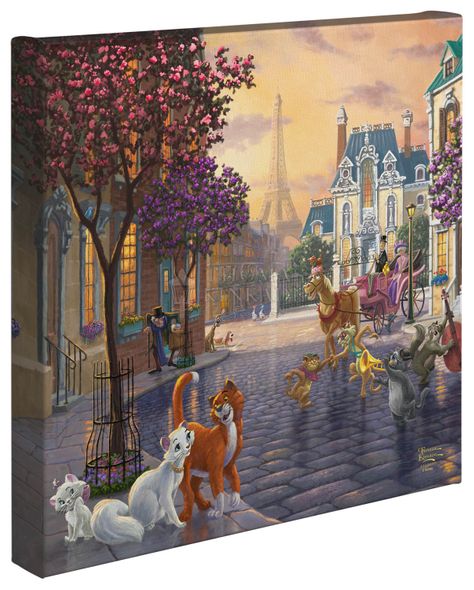 Thomas Kinkade Studios: "Disney The Aristocats - 14' x 14' - Gallery Wrapped Canvas"