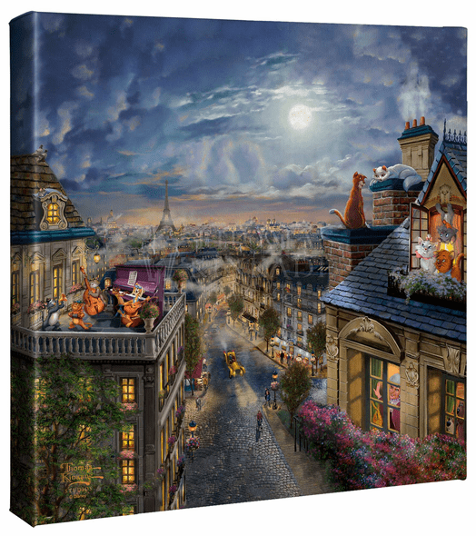 Thomas Kinkade Studios: "Disney The Aristocats - Love Under the Moon - 14' x 14' Canvas Gallery Wrap"