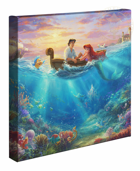Thomas Kinkade Studios: "Disney The Little Mermaid Falling in Love - 14' x 14' Gallery Wrapped Canvas"