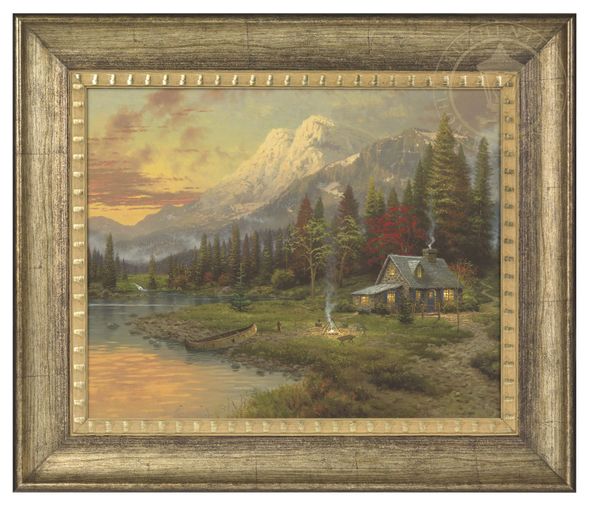 Thomas Kinkade Studios: "Evening Majesty - 16' x 20' Brushstroke Vignette (Burnished Gold Frame)"