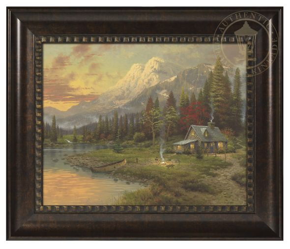 Thomas Kinkade Studios: "Evening Majesty - 16' x 20' Brushstroke Vignette (Rich Burl Frame)"