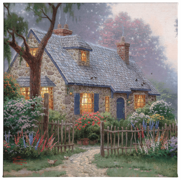 Thomas Kinkade Studios: "Foxglove Cottage - 20' x 20' Gallery Wrap Canvas"