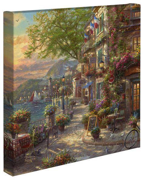 Thomas Kinkade Studios: "French Riviera Café - 14' x 14' Gallery Wrapped Canvas"