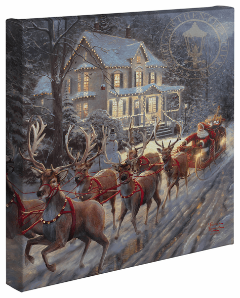 Thomas Kinkade Studios: "Here Comes Santa Claus - 14' x 14' Gallery Wrapped Canvas"