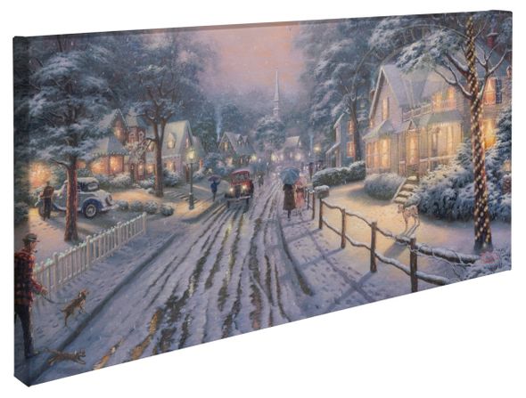 Thomas Kinkade Studios: "Hometown Christmas Memories - 16' x 31' Gallery Wrapped Canvas"
