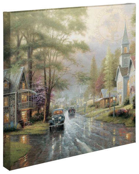 Thomas Kinkade Studios: "Hometown Evening - 20' x 20' Gallery Wrapped Canvas"