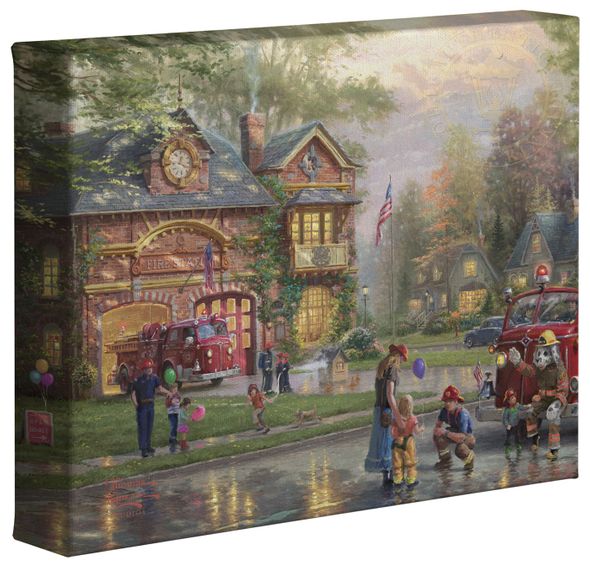 Thomas Kinkade Studios: "Hometown Firehouse - 8' x 10' Gallery Wrapped Canvas"