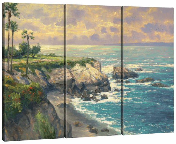 Thomas Kinkade Studios: "La Jolla Cove Triptych - 36' x 48' (Set of 3) Triptych Giclee Canvas"