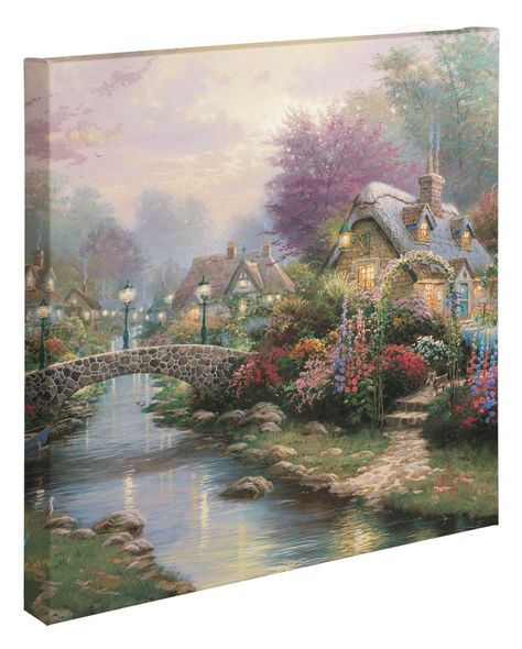 Thomas Kinkade Studios: "Lamplight Bridge - 20' x 20' Gallery Wrapped Canvas"