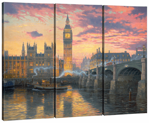 Thomas Kinkade Studios: "London - 36' x 48' (Set of 3) Triptych Giclee Canvas"