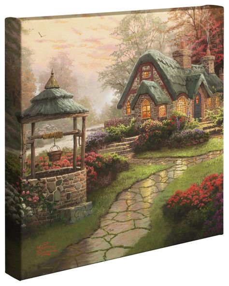 Thomas Kinkade Studios: "Make A Wish Cottage - 14'x14' Gallery Wrapped Canvas"