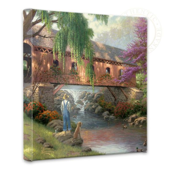 Thomas Kinkade Studios: "Old Fishing Hole - 14' x 14' Gallery Wrapped Canvas"