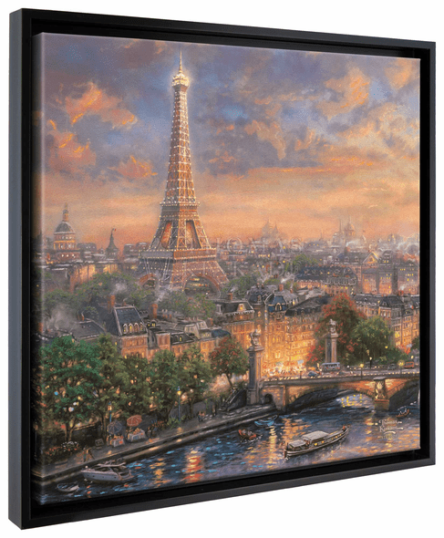 Thomas Kinkade Studios: "Paris, City of Love - 20' x 20' Gallery Wrapped Canvas (Onyx Black Frame)"