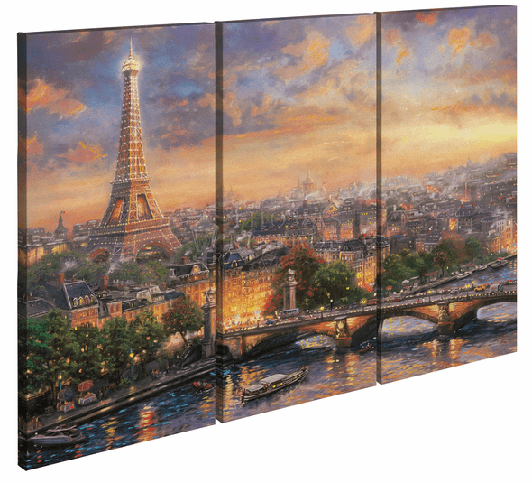Thomas Kinkade Studios: "Paris, City of Love - 36' x 48' (Set of 3) Triptych Giclee Canvas"