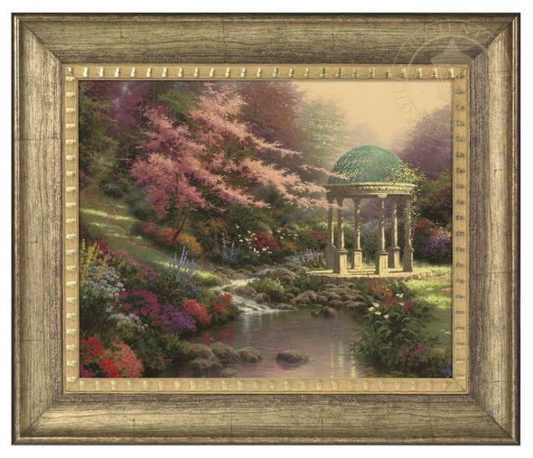 Thomas Kinkade Studios: "Pools of Serenity - 16' x 20' Brushstroke Vignette (Burnished Gold Frame)"