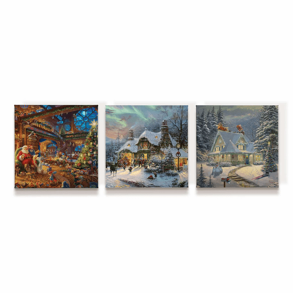 Thomas Kinkade Studios: "Santa Claus (Set of 3) - 14' x 14' Gallery Wrapped Canvas"