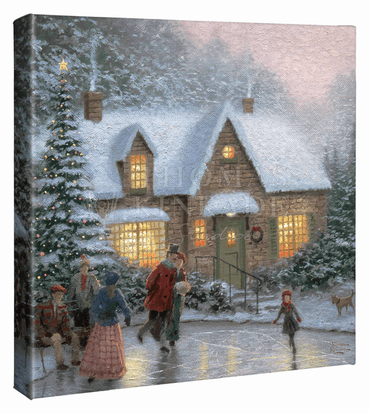 Thomas Kinkade Studios: "Skaters Pond - 14' x 14' Gallery Wrapped Canvas"