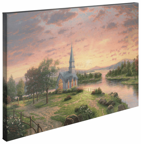Thomas Kinkade Studios: "Sunrise Chapel - 24' X 36' Gallery Wrapped Canvas"
