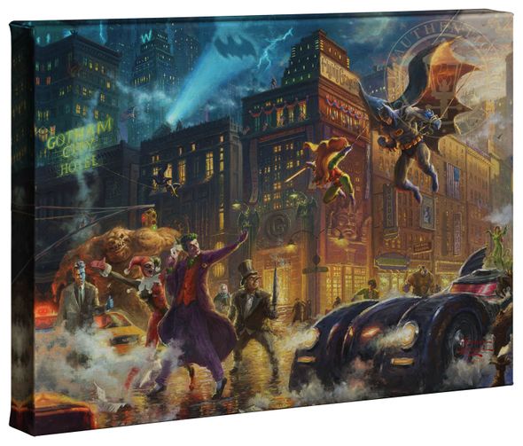 Thomas Kinkade Studios: "The Dark Knight&#8482; Saves Gotham City&#8482; - 10' x 14' Gallery Wrapped Canvas"
