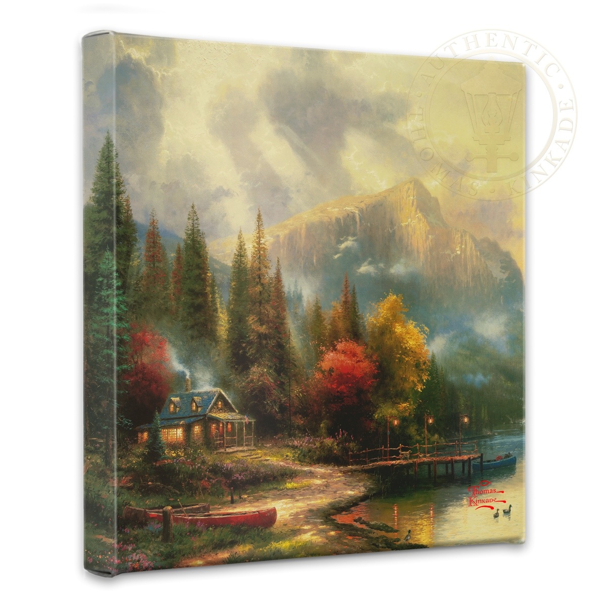Thomas Kinkade Studios: "The End of a Perfect Day III - 14' x 14' Gallery Wrapped Canvas ...