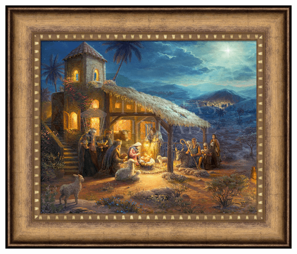 Thomas Kinkade Studios: "The Nativity - 16' x 20' Brushstroke Vignette (Gold Frame)"