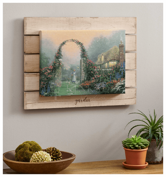 Thomas Kinkade Studios: "The Rose Arbor Cottage - 13' x 18' Canvas Pallet Art"