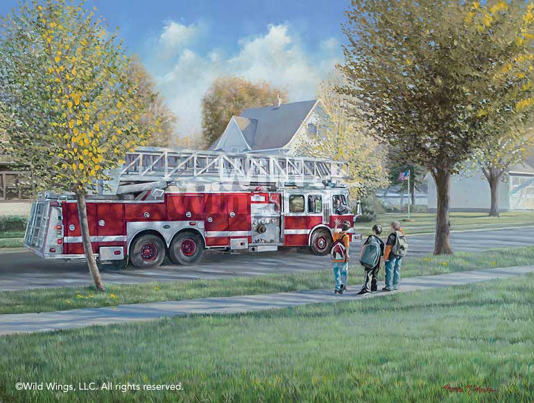 Thomas M. Wosika Handsigned and Numbered Limited Edition: "American Vignette-Fire Engine"